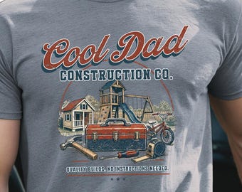 Camiseta Cool Dad Construction Co png, Día del Padre png, Día del Padre DTF sublimación png, Camiseta Vintage Dad png (Descarga digital)