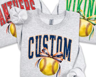 Custom softball shirt, custom team shirt, custom school mascot softball sweatshirt, personalized school spirit shirt, girls softball shirt