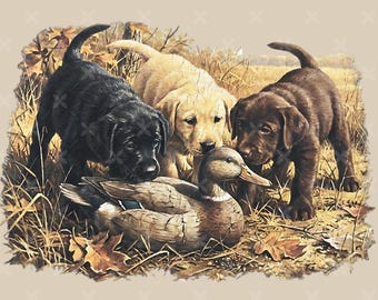 Perros de caza de patos retro PNG, caza PNG, labrador retriever PNG, camisa de caza estilo años 90 PNG (Descarga digital)