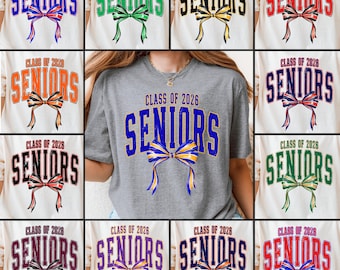 Paquete PNG de Senior 2026, PNG de la clase de 2026, PNG de graduación, PNG de camiseta moderna Senior 2026, lazo coqueto Senior 2026, PNG de regalo de graduación
