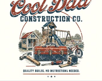 Camiseta Cool Dad Construction Co png, Día del Padre png, Día del Padre DTF sublimación png, Camiseta Vintage Dad png (Descarga digital)