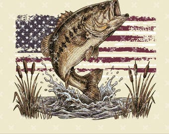 Bandera estadounidense de pesca retro PNG, PNG del 4 de julio, PNG de pesca, PNG de camisa de caza vintage de los 90 (Descarga digital)