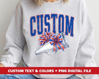 PNG de equipo de porristas personalizado, PNG de mascota de equipo escolar personalizado, PNG de camiseta retro de sublimación de espíritu escolar, PNG de nombre de mascota de porristas