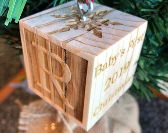 personalized baby block ornament