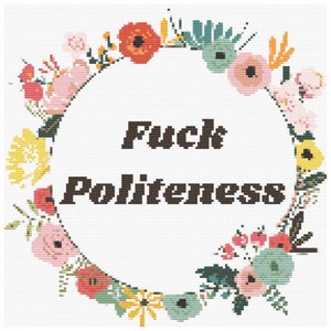 Wzór do haftu krzyżykowego inspirowany MFM – Pieprzyć grzeczność