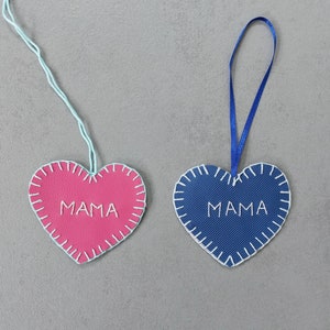 Coeurs, Fête des Mères, cadeau, étiquette cadeau, cousu main