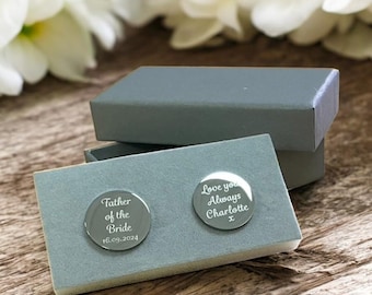 Personalized Father of the Bride Cufflinks – Stainless Steel Wedding Gift