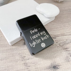 Personalised Engraved Lighter, Matt Black lovely small gift idea for Mothers day, valentines day or birthdays