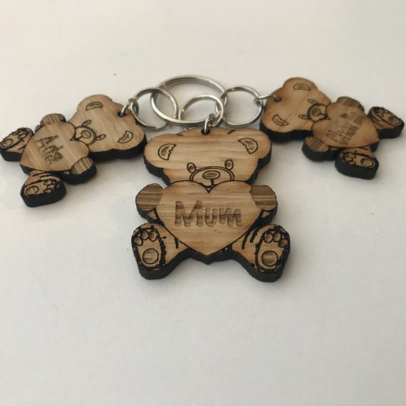 personalised teddy bear keyring