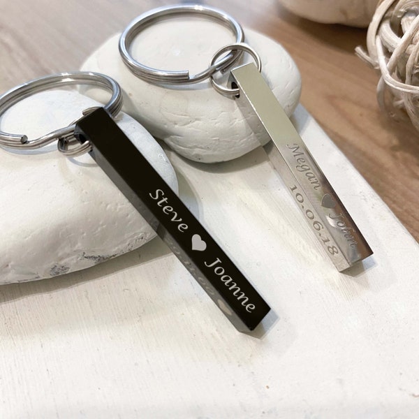 Personalised engraved Bar Keyring, Lovely small gift idea for Fathers Day & Birthdays, or great for Wedding favours,