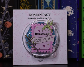 Romantasy Magentic Kindle Grip, Pink Bookish Phone Grip, Kindle Accessories,Bookish Gifts for Readers, Booktok, Bookish Merch, Kindle Stand