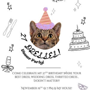 Dinner Party- Invitation- birthday invitation- trendy