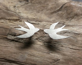 Swallow earrings in 925/- Sterling silver, 1 pair of swallows