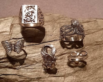 Silver rings octopus, butterfly, geko, eternity, bondage, woman tied up, signet ring in 925 sterling silver