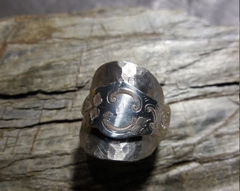 Besteckschmuck Ring Ostfriesenmuster, Friesenmuster, mit und ohne Hammerschlag versilbert, Pingellöffel, 90/- Auflage