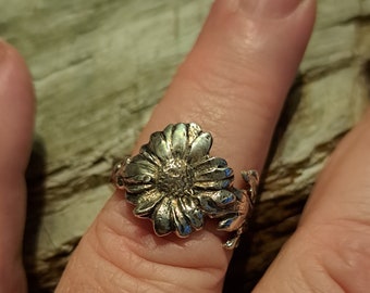 Bague à bijoux en argent 800/- avec Magérite