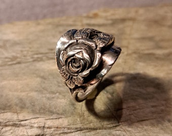 Ring made of mocha spoon, 800/- silver cutlery, Hildesheim Rose