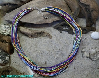 Necklace satin ribbons RAINBOW chain