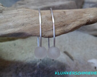 Quartz rose, boucles d'oreilles mates 925/- argent