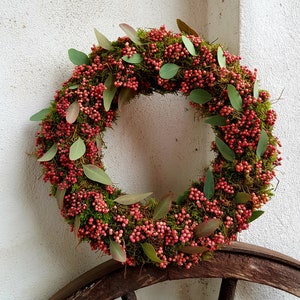 Moss wreath with pink pepper and eucalyptus XXL to mini door wreath or table wreath