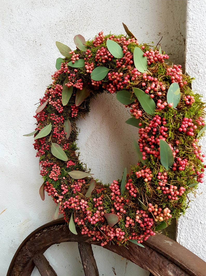 Mooskranz mit rosa Pfeffer und Eukalyptus XXL bis Mini - Etsy.de