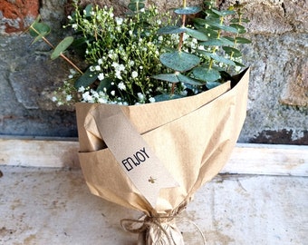 Eucalyptus bouquet with gypsophila white