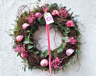 Door wreath summer wreath pink