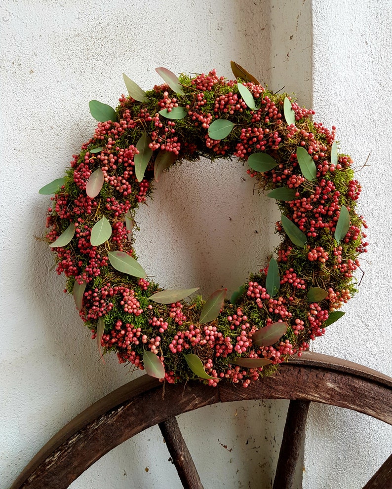 Mooskranz mit rosa Pfeffer und Eukalyptus XXL bis Mini Türkranz oder ...