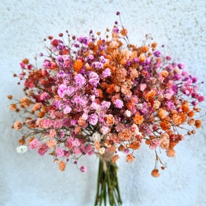 Rainbow gypsophila pink orange posy