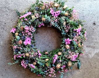 Door wreath spring dream pink blue