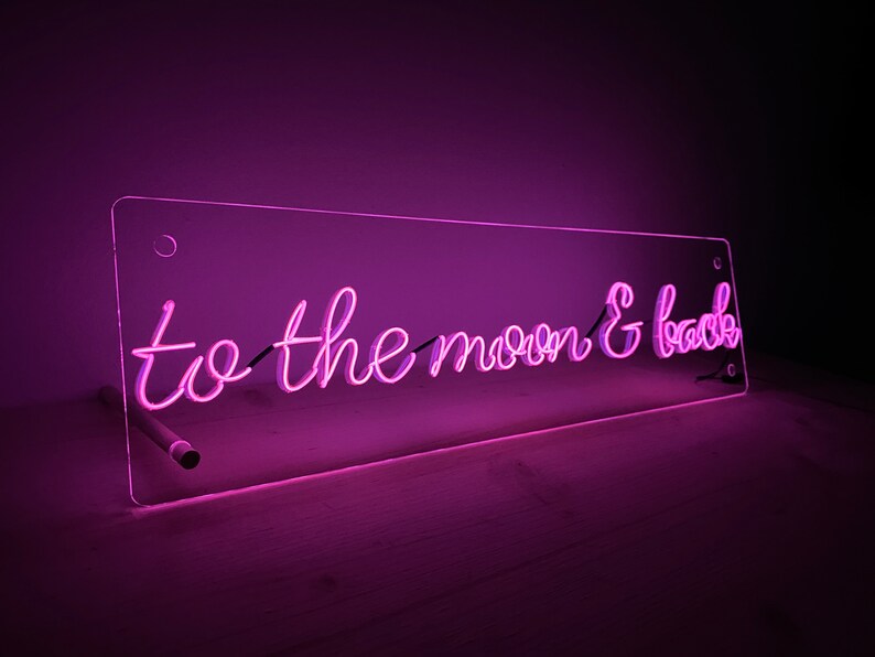 to the moon and back | 6 IN x 22 IN  | El Neon Sign | Livingroom Sign | Bedroom Sign | Dorm Room Sign | Wedding Sign | Party Sign 