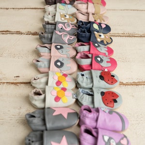 Krabbelschuhe Baby Hausschuhe Kinder Leder Krabbelpuschen Lederpuschen Krabbelschuhe Bild 6