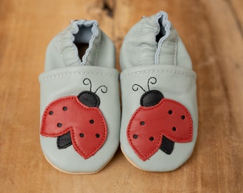 Krabbelschuhe BabyLederpuschen Krabbelschuhe Krabbelpuschen Babyschuhe Leder Marienkäfer