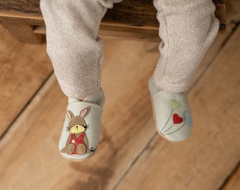 Krabbelschuhe Baby Krabbelschuhe Baby Lederpuschen Krabbelpuschen aus Leder Babyschuhe Hase