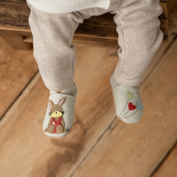 Crawling shoes baby Crawling shoes baby leather slippers Crawling slippers made of leather Baby shoes rabbit
