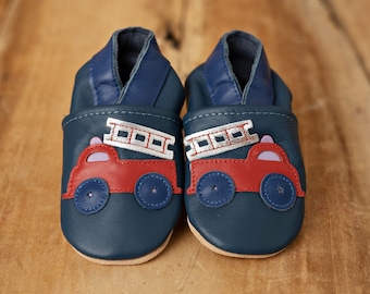 Krabbelschuhe Baby Krabbelschuhe Krabbelpuschen Hausschuhe Feuerwehr