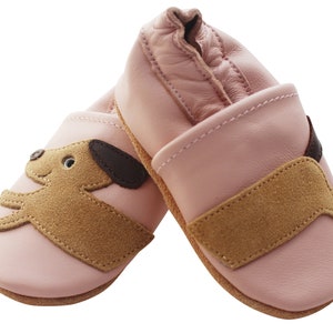 Zapatos de gateo para bebé, zapatillas de cuero para niños, zapatos de gateo para bebé, zapatillas de cuero para niño, perro rosa imagen 2