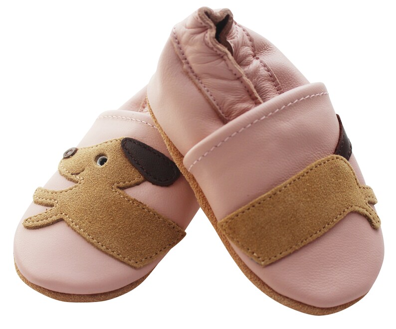 Zapatos de gateo para bebé, zapatillas de cuero para niños, zapatos de gateo para bebé, zapatillas de cuero para niño, perro rosa imagen 2