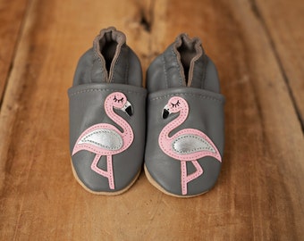 Slippers children's crawling shoes boys girls crawling shoes baby leather slippers crawling slippers made of leather baby shoes flamingo