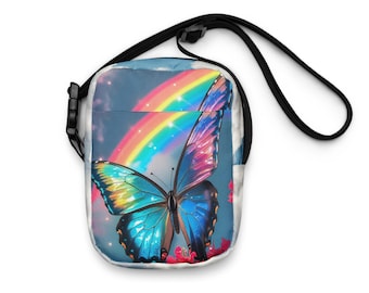 Crossbodytas met vlinderregenboog | Jaren 90 Y2K esthetische portemonnee, leuke retro festivaltas voor meisjes, kleurrijke Fairycore-schoudertas, strandtasje