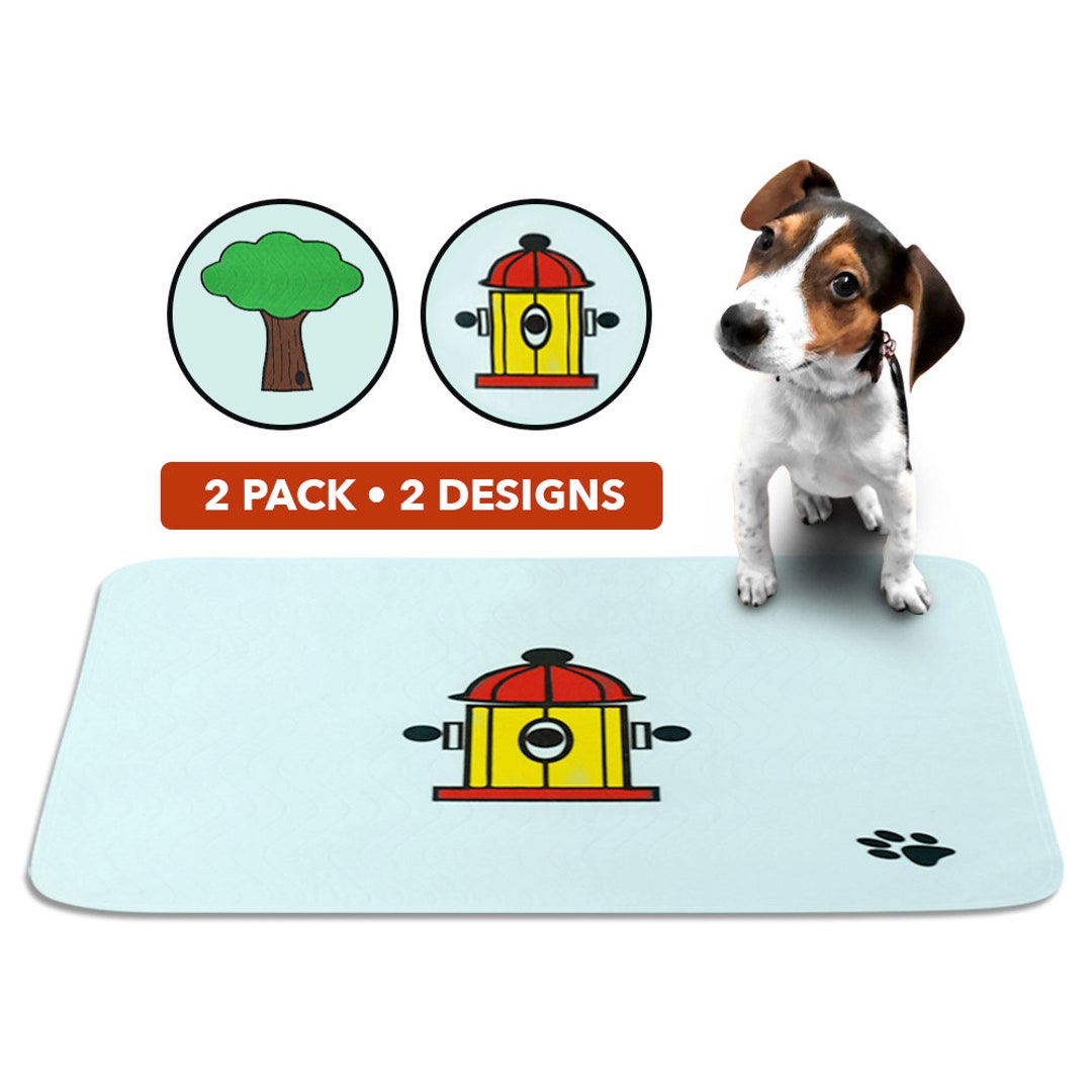Washable Puppy Pee Pads, Tree & Fire Hydrant Designs, Super Absorbent