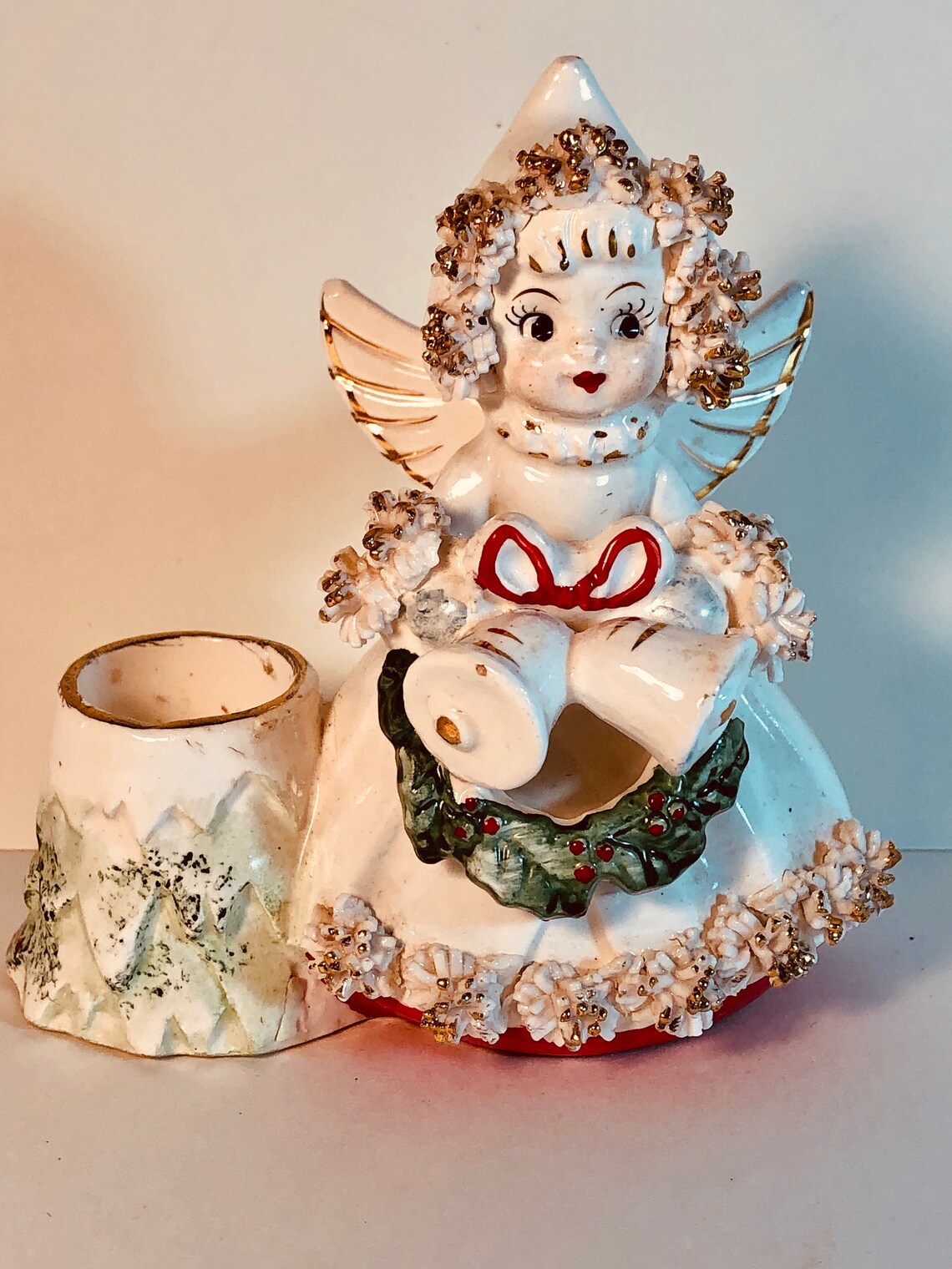 Commodore Spaghetti Angel Candle Holders Kitschy Christmas Etsy