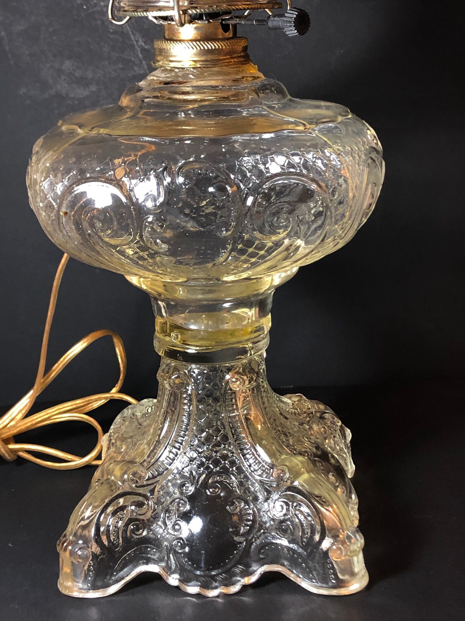 Princess Feather Oil Lamp Electrified Clear Glass Table Lamp Etsy