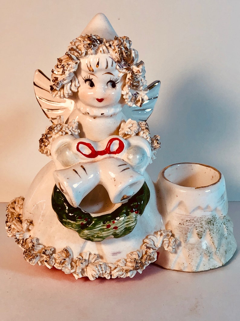 Commodore Spaghetti Angel Candle Holders Kitschy Christmas Etsy
