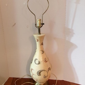 Mid-Century Modern Ceramic Table Lamp Hourglass Shape Vintage