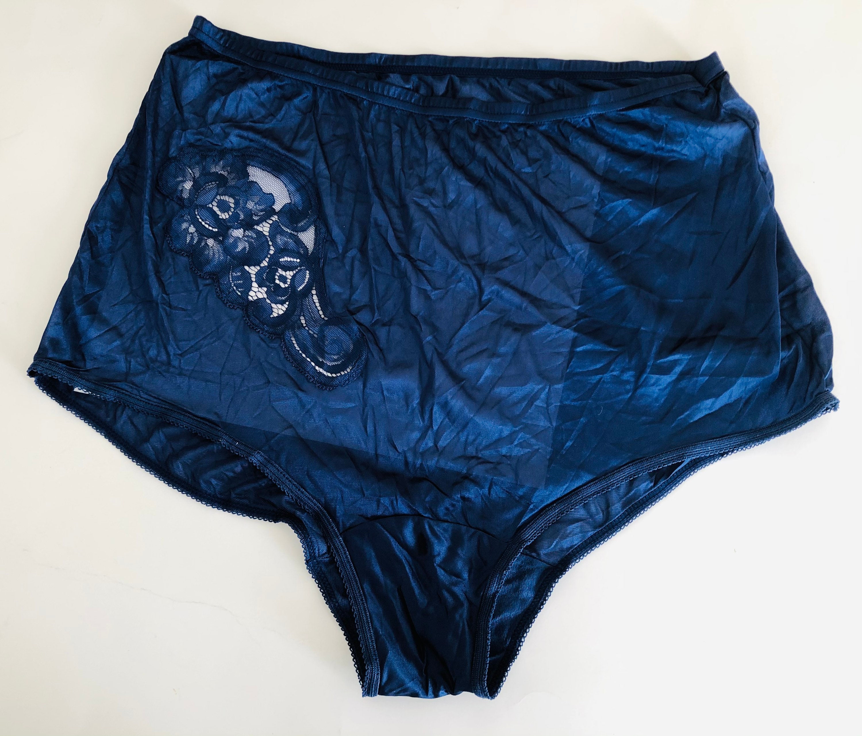 Vintage Vanity Fair Panties Navy Blue Lace Inset sz 8 Large Etsy
