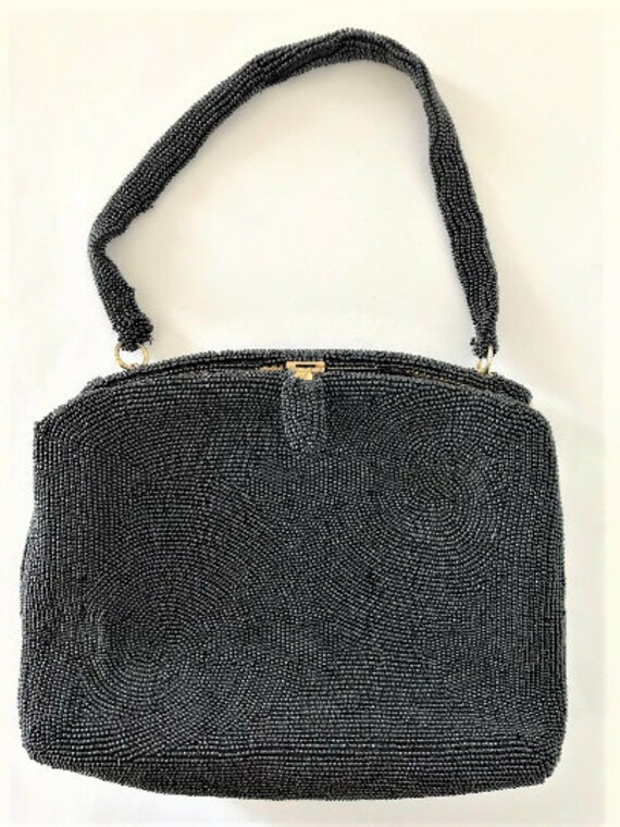 black beaded handbag