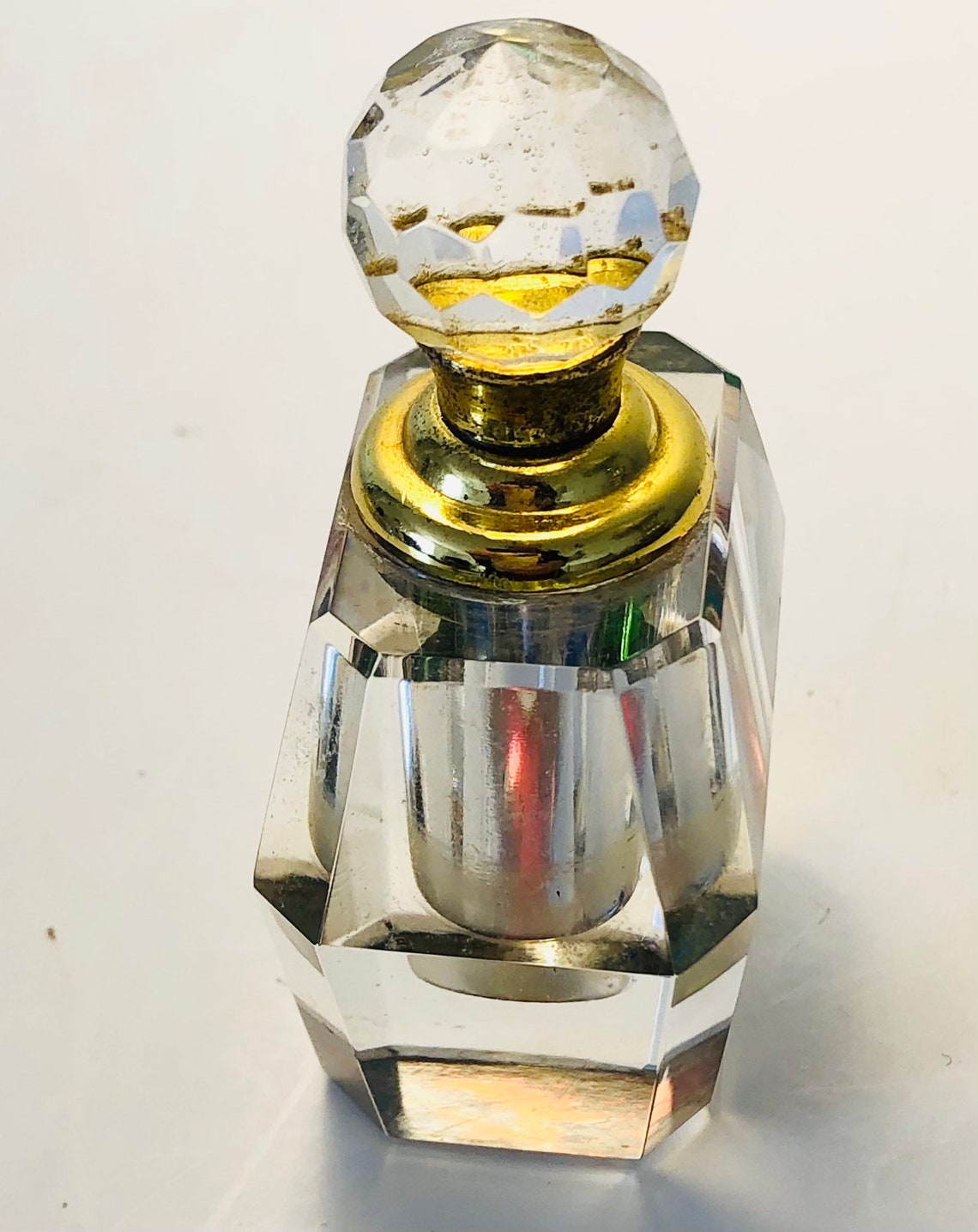 Vintage Crystal Perfume Bottle Faceted Dauber Etsy