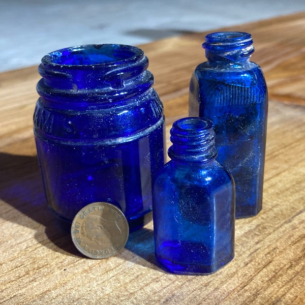 Vintage cobalt bottles mini