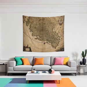 Wandtapijten Grote aangepaste vintage fantasielandkaart indoor wandtapijten